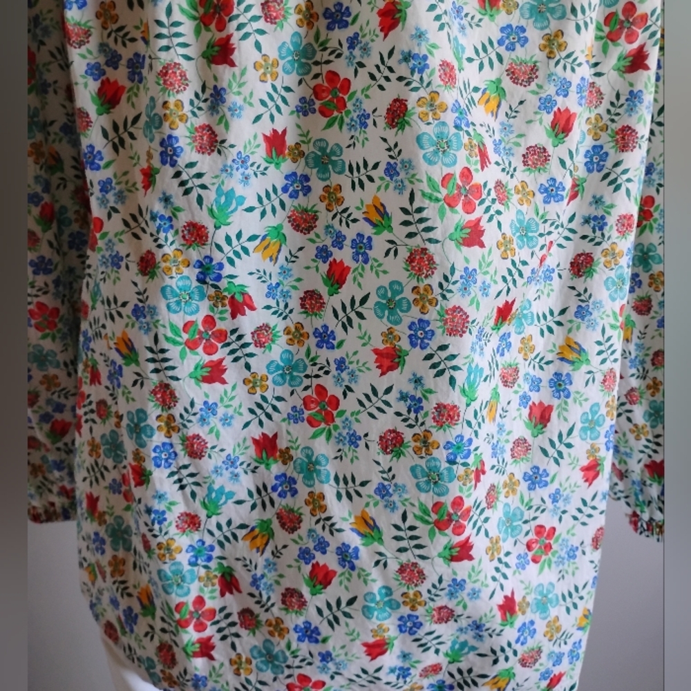 Liberty Art Fabric Tana Lawn Peasant Off The Shoulder Shirt Edenham Floral Sz 4 - Picture 9 of 14